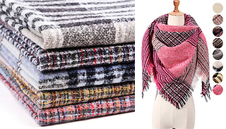 1 or 2 Women's Plaid Blanket Scarf - 8 Colours
