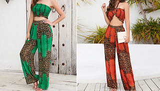 2-Piece Halter Leopard Print Wide Leg Set - 2 Colours & 5 Sizes