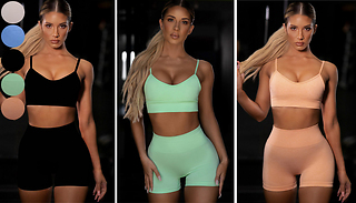 Gym Sports Bra & High-Waisted Shorts Set - 8 Colours & 3 Sizes