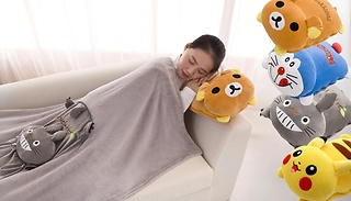 Cartoon Throw Quilt with Pillow - 4 Designs 