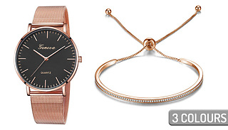 Geneva Classic Watch & Bracelet Set Made With Crystals From Swarovski - 3...