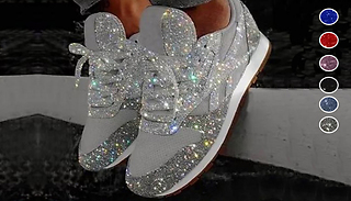 Women's Glittery Lace-Up Sporty Trainers - 5 Colours & 5 Sizes