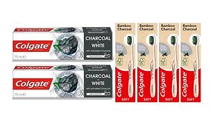 2pk Colgate Charcoal + White Toothpaste with 4pk Toothbrushes