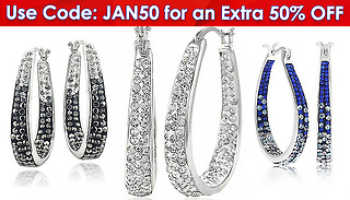 Inside Out Swarovski Elements Hoop Earrings - 3 Crystal Colours