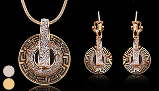 Romano Pendant Jewellery Set with Swarovski Crystals - 2 Colours