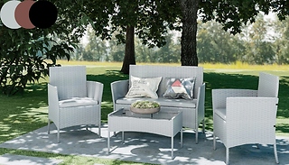 4-Seater Rattan Garden Set with Cushions! - 3 Colours & Optional Cover