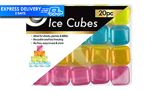 20-Pack of Reusable Multicolour Plastic Ice Cubes