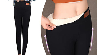 Faux Fur Lined Casual Black Leggings - 5 Sizes & 2 Designs
