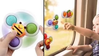 Suction-Cup Sensory Spinner Toys - 3-Piece