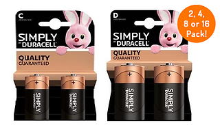 Duracell C or D Standard Batteries - 2, 4, 8 or 16
