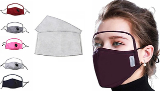 2 or 5 Reusable Eye Shield Face Mask with Filters - 5 Colours