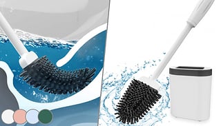 Long Handle Silicone Toilet Brush With Stand - 4 Colours