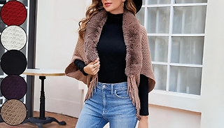 Faux Fur Winter Cloak Shawl - 5 Colours