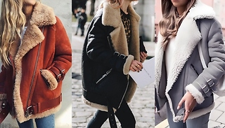 Women's Lapel Biker Aviator Jacket - 3 Colours & 8 Sizes