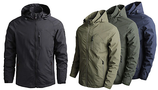 Men's Windbreaker Jacket with Detachable Hood - 4 Colours & 6 Sizes
