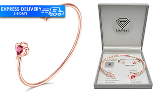 Genuine Diamond & Swarovski Love Rose Gold Bangle
