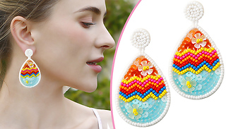 Women's Beaded Boho Dangle Egg Earrings