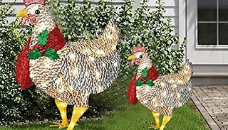1, 2 or 4 Light-Up Chickens with Scarf Decoration - 2 Sizes & 2 Colour ...