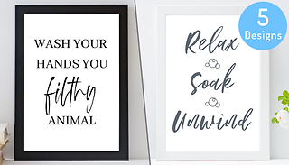 1, 2 or 3 Bathroom Themed Slogan Graphic A4 Prints - 5 Designs