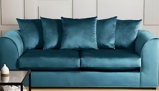 Teal Plush Velvet 3 Seater + 2 Seater Sofa Set 