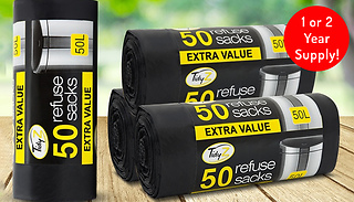 1 or 2 Year Supply of 50L Refuse Sacks