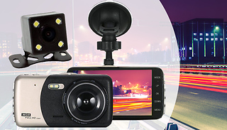 4-Inch HD Dual-Lens Dash Cam - Front & Rear Cameras!