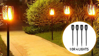 Flickering Flame Effect Garden Solar Lamps - 1 or 4 Pack!