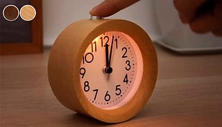 Wooden No-Tick Alarm Clock with Light - 2 Colours