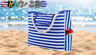 Large Pattern Canvas Beach Tote Bag - 8 Designs