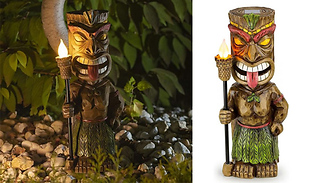Mini Tiki Solar Garden Light with Flickering Torch