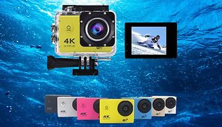 HD or 4K Underwater Sports Camera with Optional 32GB SD Card - 7 Colou ...