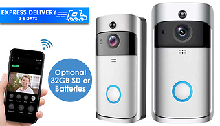 Smart Wi-Fi Intercom Doorbell Camera & Optional SD Card or Batteries