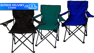 2x Folding Canvas Camping Chairs - 3 Colours