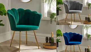 Scalloped Velvet Armchair - 3 Colours