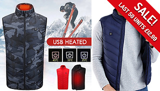 Unisex Thermal Electric USB Heated Gilet - 6 Sizes & 3 Colours
