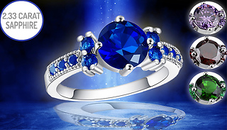 2.33ct Simulated Ruby, Sapphire, Emerald or Amethyst Ring