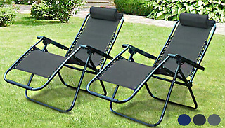 1 or 2 Zero Gravity Garden Recliner Chairs - 3 Colours