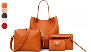 4-Piece Faux Leather Handbag Set - 5 Colours