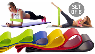 6 Resistance Exercise Loop Bands with Carry Pouch