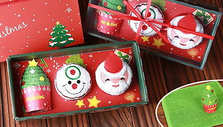 3-Piece Christmas-Cupcake Hand Towel Set