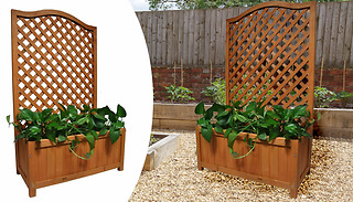 Wooden Garden Planter with Trellis