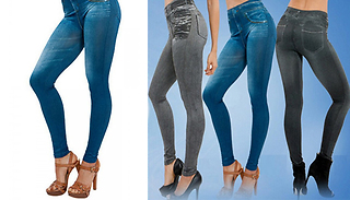 Denim-Style Legging Trousers - 3 Colours & 3 Sizes
