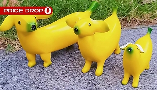 Water-Resistant Banana Dog Garden Ornament - 3 Sizes