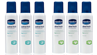 Vaseline Anti-Perspirant Active Fresh or Aloe Fresh 150ml Pack of 3