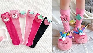3D Kids Strawberry Cartoon Socks - 4 Colours