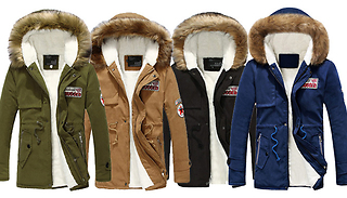 Men's Faux-Fur Winter Hooded Jacket - 4 Colours & 5 Sizes