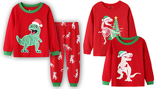 Kid's Dinosaur Christmas Pyjamas - 3 Designs & 6 Sizes