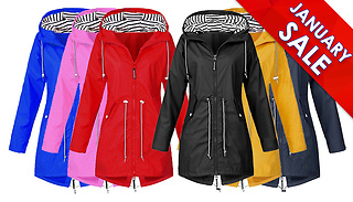 Waterproof Long Hooded Raincoat - 6 Colours & 7 Sizes