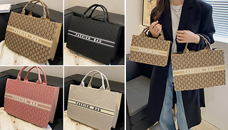 Monogram Print Tote Bag - 2 Sizes & 4 Colours