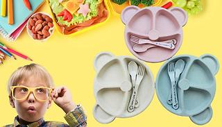 Split Cub Children's Dining Plate Set - 3 Colours